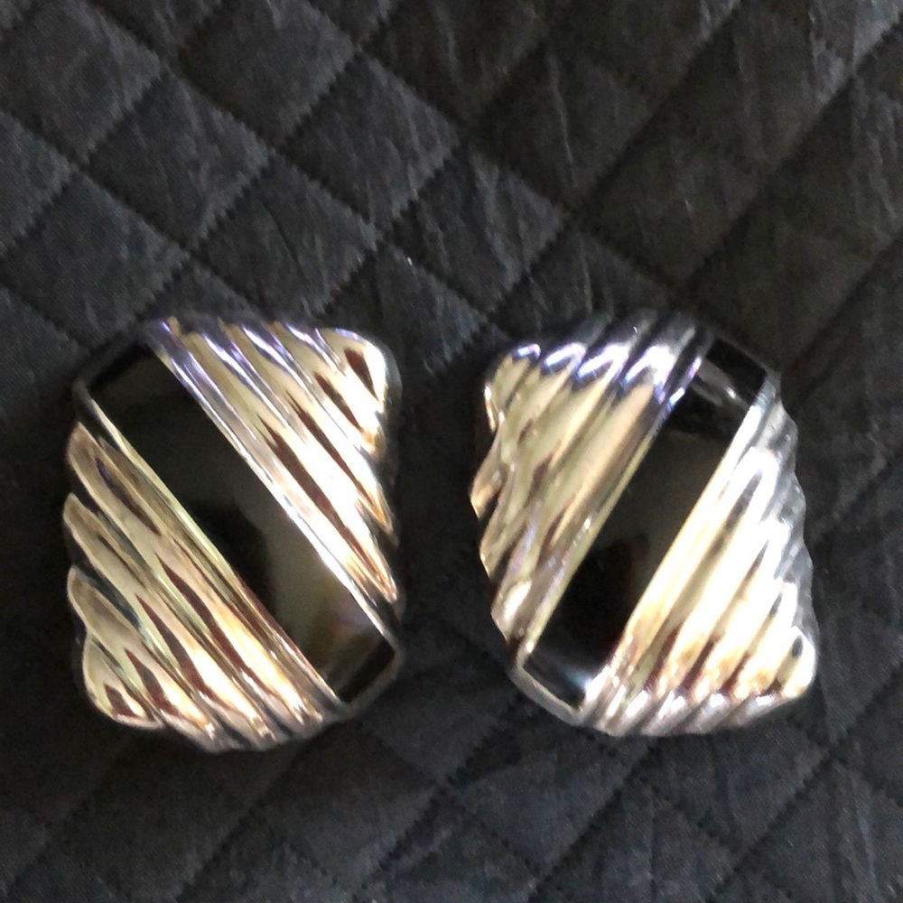 Sterling & Onyx Clip-On Earrings